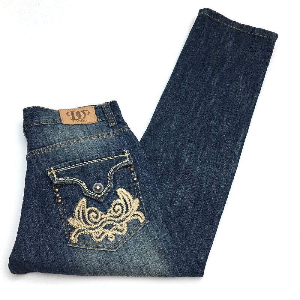 Vintage Dodeca Men's Jeans Straight Leg Embroidered Pockets Stretch 31 x 30